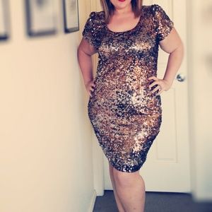 Forever 21 plus Gold sequin party dress